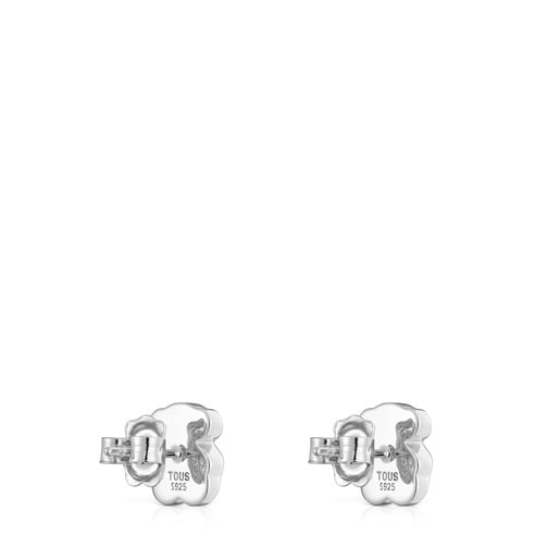 Aretes oso de plata y ónix 10 mm Icon Color