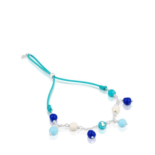 Silver, Murano glass and blue nylon Bracelet Icon Glass | TOUS