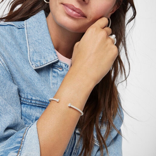 Silver TOUS Mesh Bracelet Bear motif