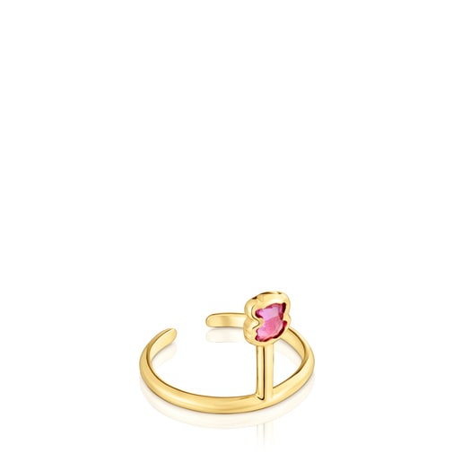Claws ring en argent plaqué or 18 ct et rubis créé en laboratoire Icon Color LGG
