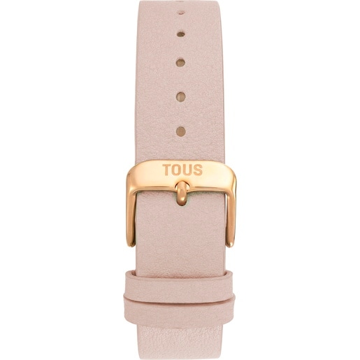 Analog Watch with rose-colored leather and gold-colored steel bracelet TOUS KARAT EMERALD MINI