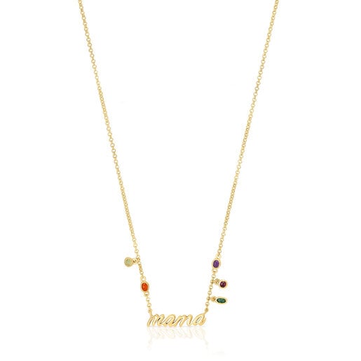 Silver vermeil Mama Necklace with gemstones TOUS Mama | TOUS