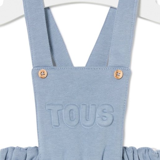 Dungarees-style baby romper in Classic blue