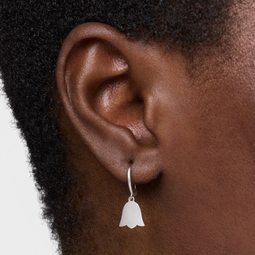 Aretes de aro motivo tulipán de plata TOUS Motivos