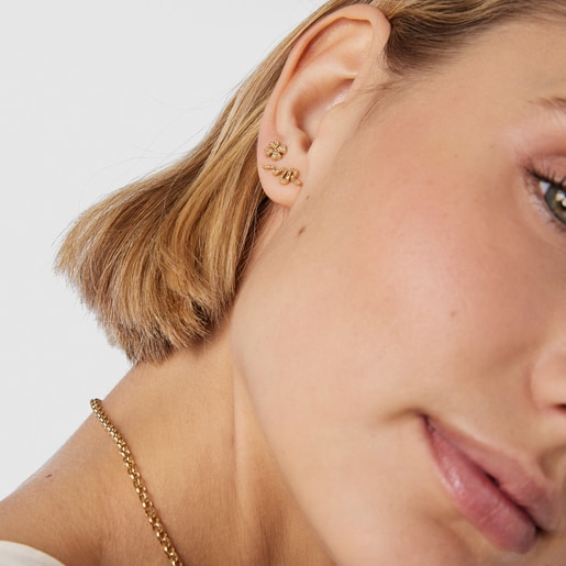 Gold TOUS Good Vibes clover – serpent Earrings with Diamonds