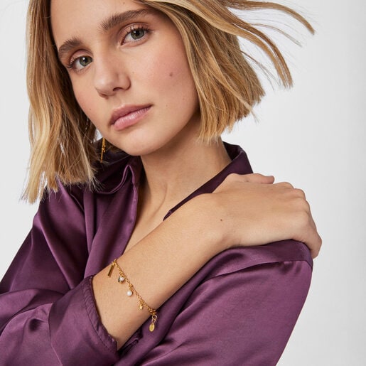 Браслет Nocturne из вермеля с бриллиантами и жемчугом