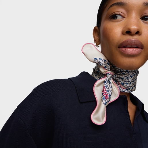 Pañuelo cuadrado beige Mini Daisy