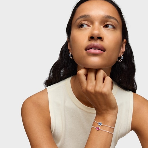 Silver chain Bracelet with laboratory-grown blue spinel Icon Color LGG