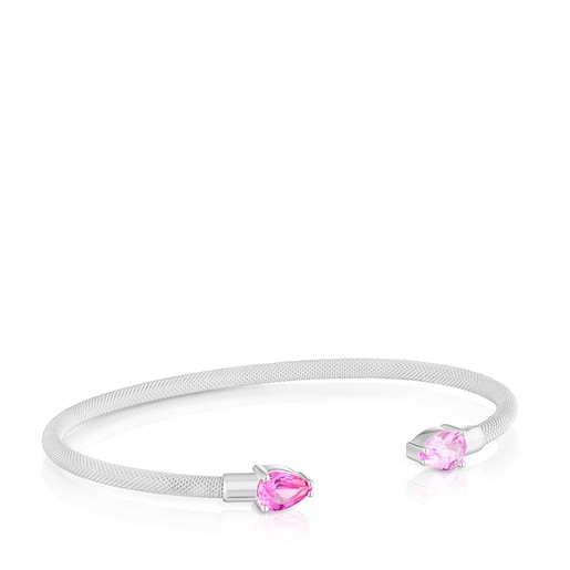 Pulsera esclava de plata y gemas creadas en laboratorio TOUS Mesh LGG