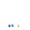 מארז עגילי פירסינג Bold Bear לאוזן מפלדת IP בצבע זהב וכחול