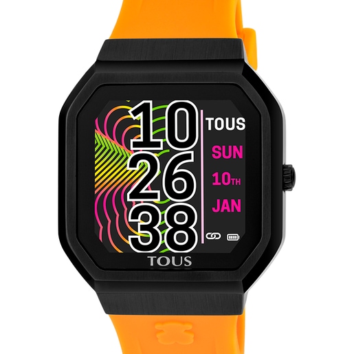 Smartwatch B-Connect mit orangefarbenem Silikon-Armband