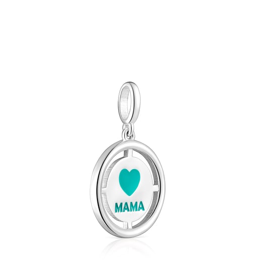 Pendentif Mama TOUS Crossword Mama en argent et émail bleu