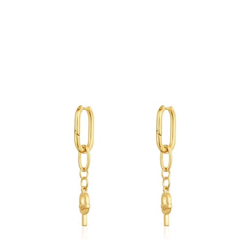Long hoop earrings with 18kt gold plating over silver TOUS MANIFESTO