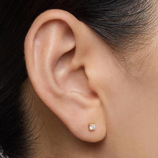 Pendiente individual de oro 14 kt y diamante creado en laboratorio 0,10 ct Shine LGD