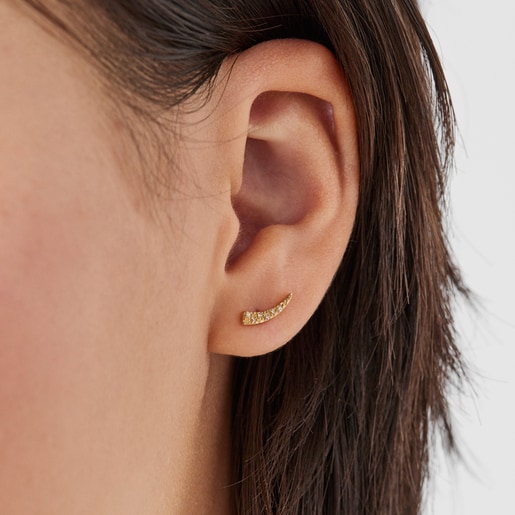 Aretes TOUS Good Vibes mini cuerno de oro y diamantes