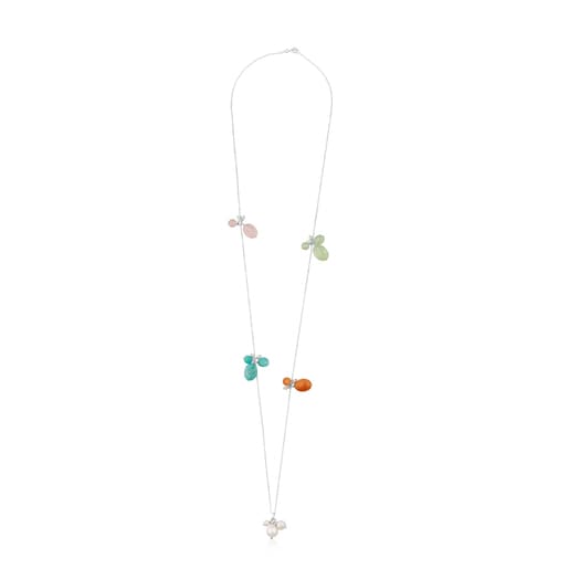 Collier Amelie en Argent avec Béryl, Quartz rose et Perle