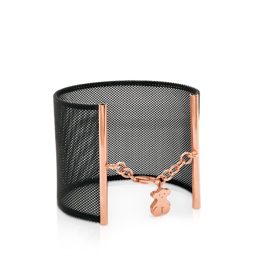 Steel and Rose Vermeil Silver Icon Mesh Bracelet | TOUS