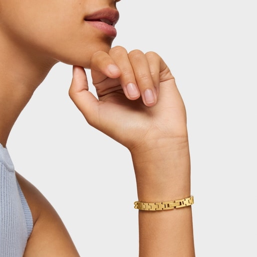 Reloj analógico con brazalete de acero dorado Bold Bear Round