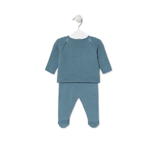 Knitted baby outfit in Tricot blue