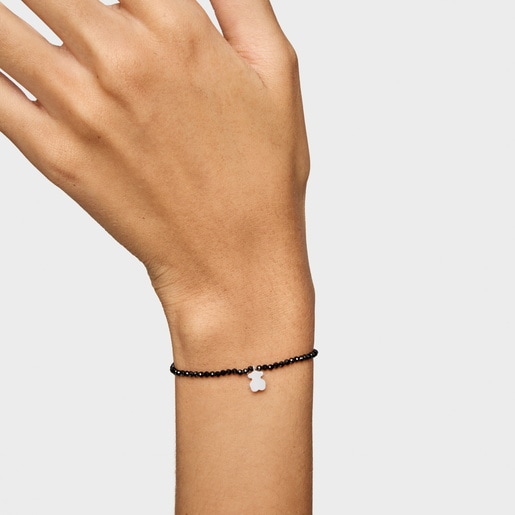 Pulsera elástica con espinelas y oso de plata TOUS Motivos