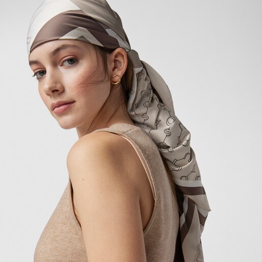 Коричневый шарф Script Soft Poly