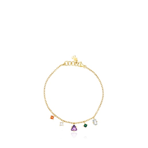 Pulsera TOUS Good Vibes con baño de oro 18 kt sobre plata y gemas