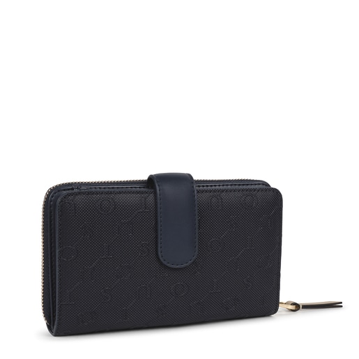 Medium navy blue Script Day double wallet