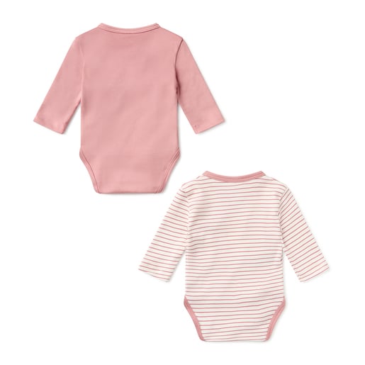 Pack of wrap-over bodysuits in Classic pink