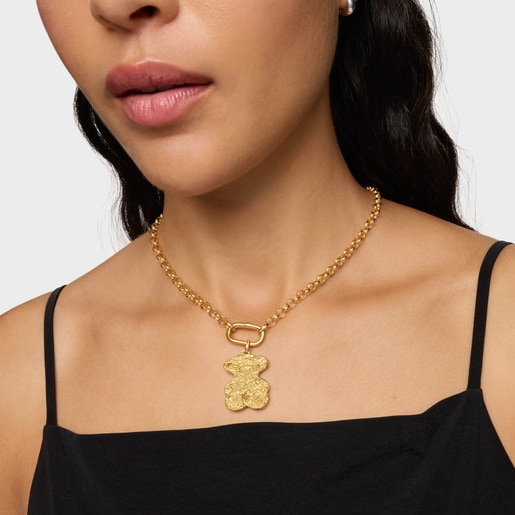 Large Pendant with 18kt gold plating over silver bear bonbon Sweet Dolls