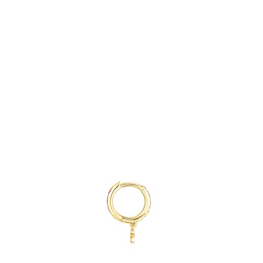 Gold TOUS Basics Hoop earring with pink sapphires and diamonds | TOUS