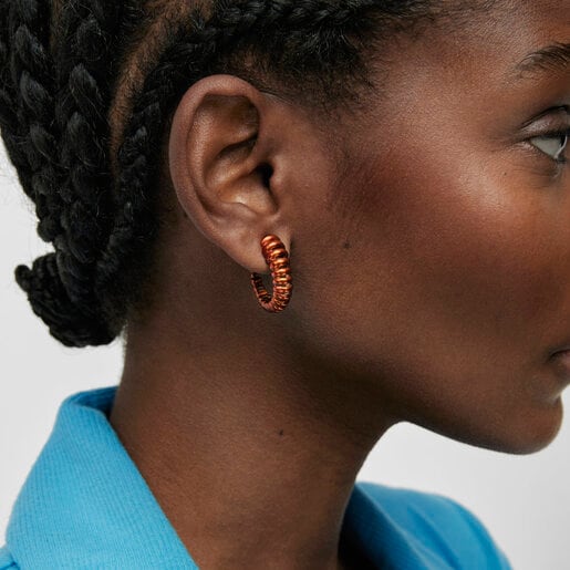 Orange silver Virtual Garden Earrings | TOUS