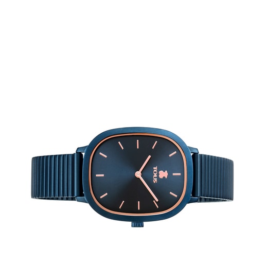 Reloj Heritage Brick de acero IP azul/rosado