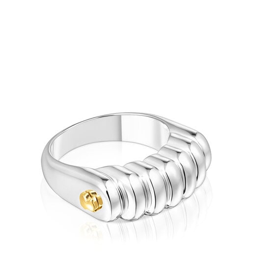 Anillo barra de plata y baño de oro 18 kt sobre plata Virtual Garden