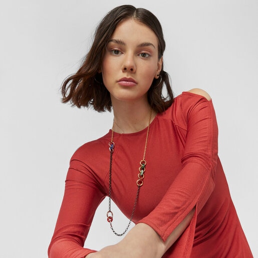 Hold Gems Silver Vermeil and Dark Silver Necklace with Gemstones