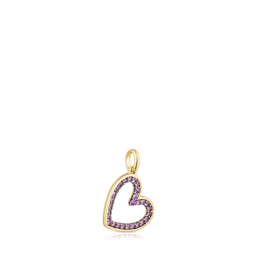 14kt gold heart Pendant with rhodolite Medallions