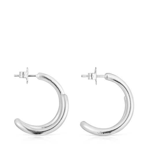 Brincos argola Bent em prata