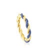 Gold Twisted Ring with blue sapphire