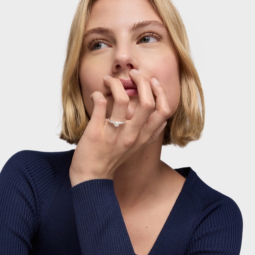 Silver and cultured pearl Ring TOUS Icon Pearl