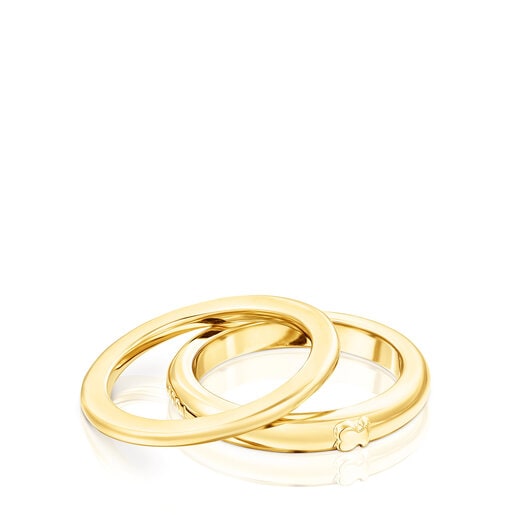 Confezione di anelli con placcatura in oro 18 kt su argento TOUS Fellow