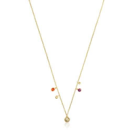 Silver vermeil Plump Charm necklace with gemstones