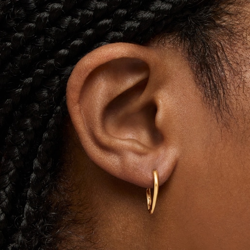 Short, pointed Hoop earrings in 18 kt gold plating over silver TOUS Basics