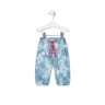 Girl's tie-dye cotton joggers in Casual blue