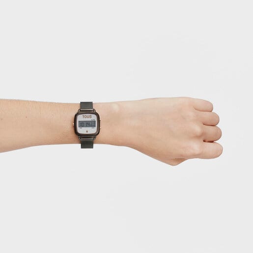 D-Logo gray IP steel and pink IPRG steel digital Watch