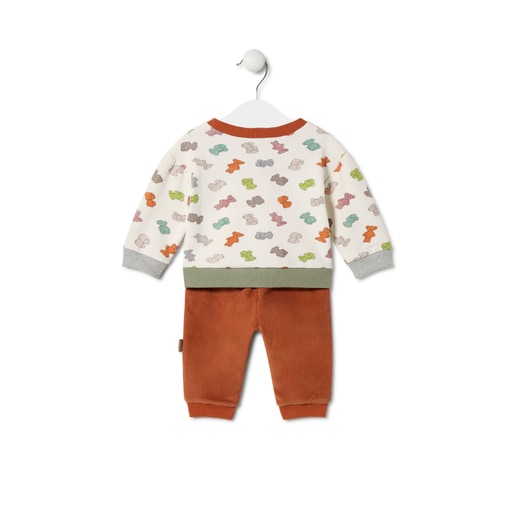 Boys outfit with bears in Grey ecru