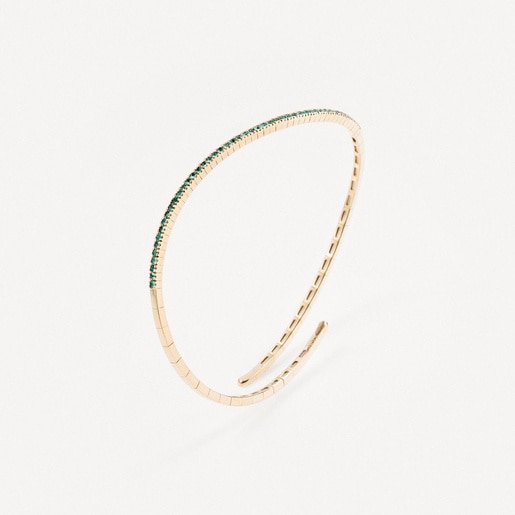 Pulsera abierta de oro con esmeraldas TOUS ATELIER