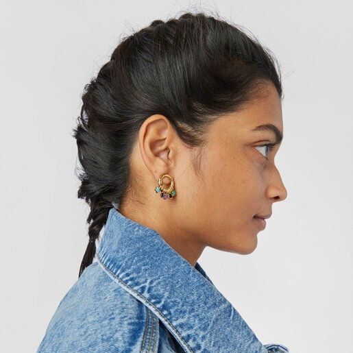 Pack de anillas con baño de oro 18 kt sobre plata y gemas Glory