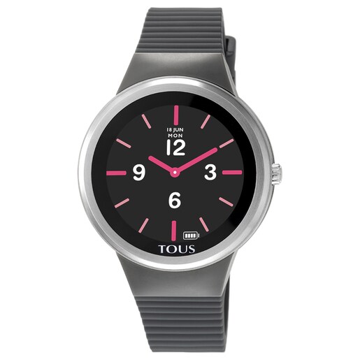 Steel Rond Connect Watch with gray silicone strap