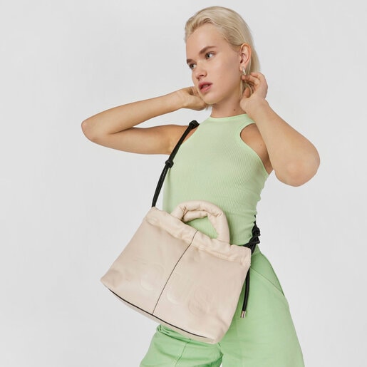 Saca mediana beige de piel TOUS Cloud