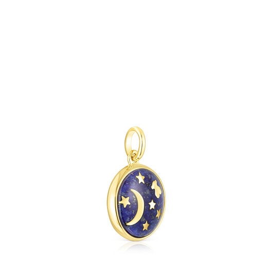 Small Magic Nature disc moon Pendant with lapis lazuli