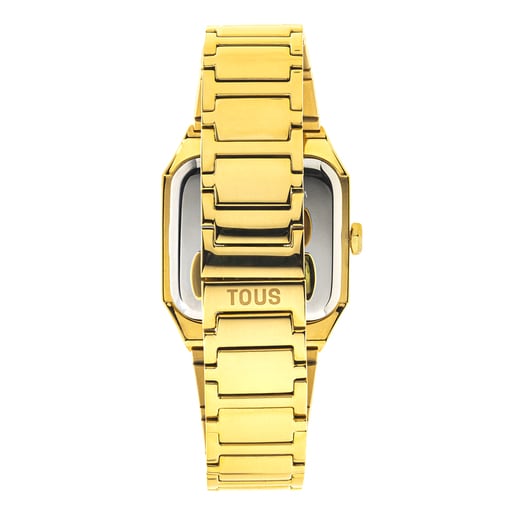 ゴールドカラーのIPGスティール製リストバンドのアナログ式腕時計 Karat Squared